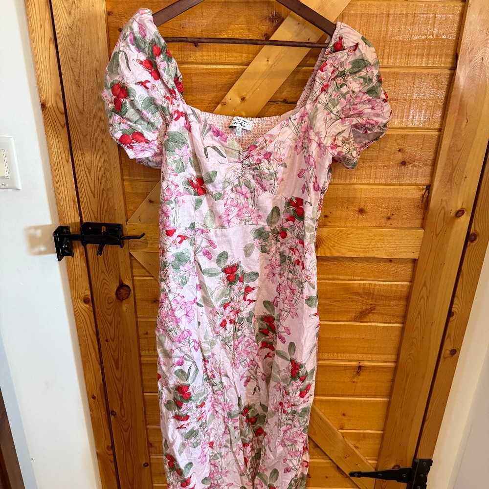 & Other Stories Linen Puff Sleeve Dress